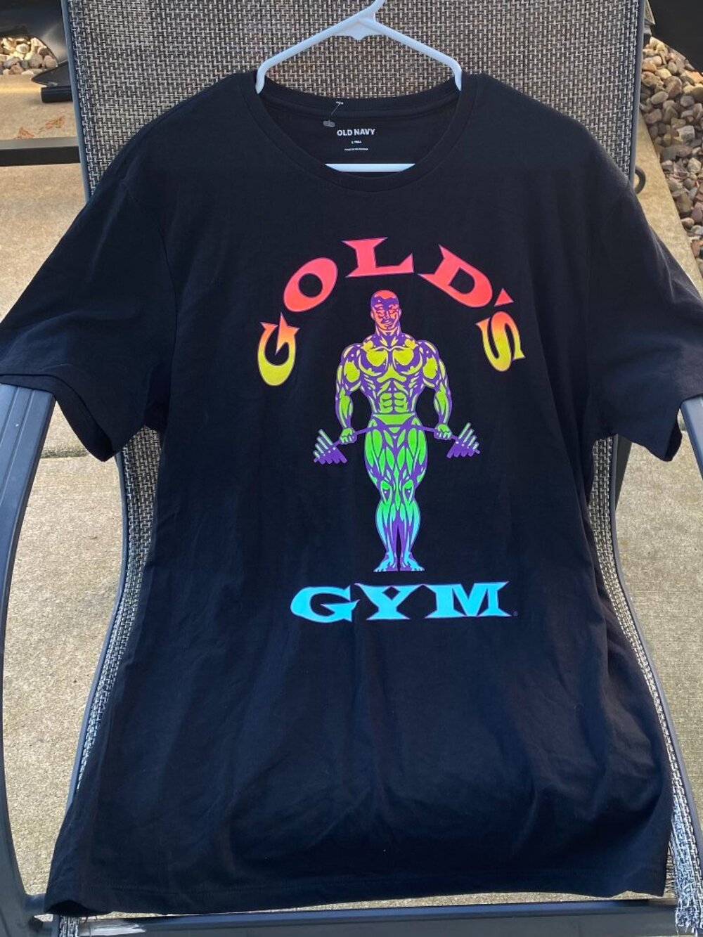 Old Navy Gold's Gym Retro Graphic Print T-Shirt Men's Size Large Tall Black~NEW!